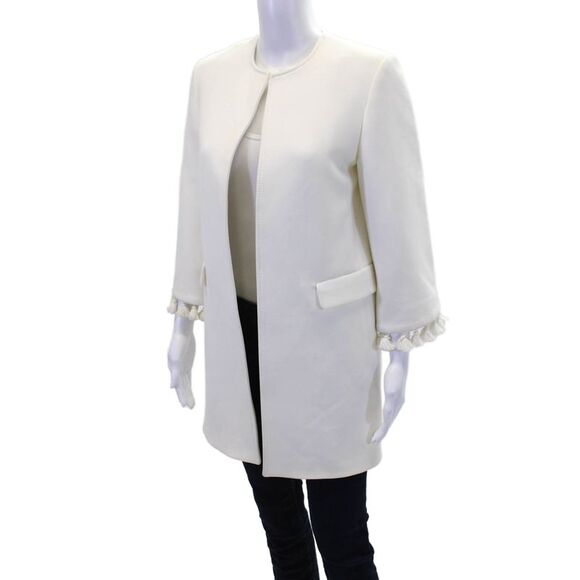 Zara Women's Long Sleeves Round Neck Tassel Long Jacket Beige Size XS - Picture 3 of 7